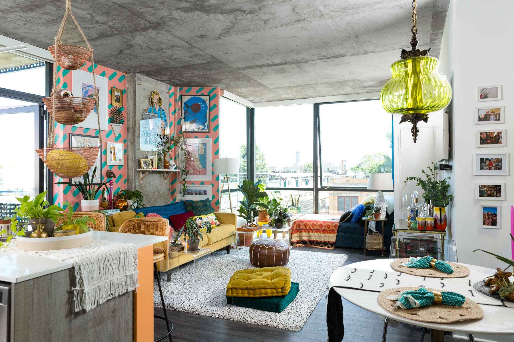 A Colorful, Maximalist Chicago Loft Has Maybe the Best DIY Patterned Paint Job