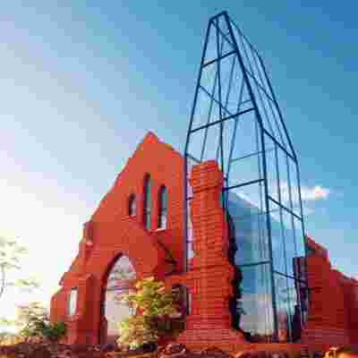 The red rock and glass construction of this African Museum feels almost Martian!